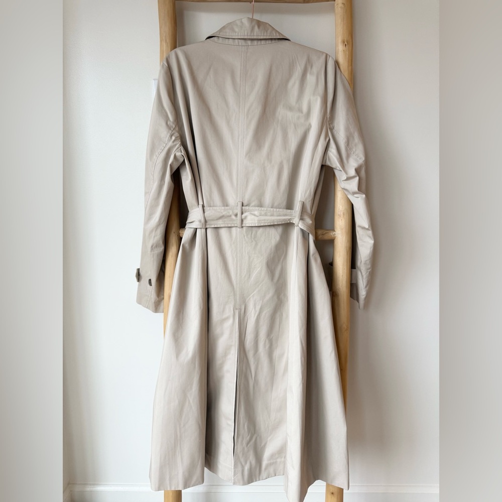 LOFT Ann Taylor Long Tan Khaki Belted Trench Coat Spring Preppy Casual L - Picture 12 of 15